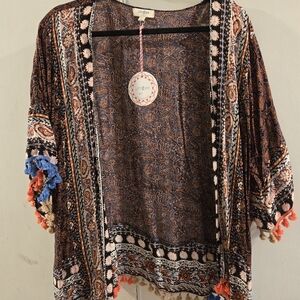 NWT Umgee Kimono W/ Tassel Trim